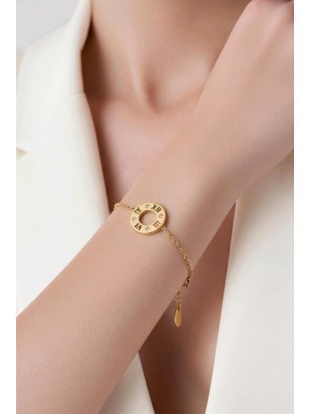 Bracelet chiffre romain creux rond Or