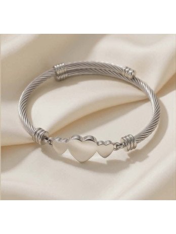 Bracelet Cœur Fil Torsadé Argent