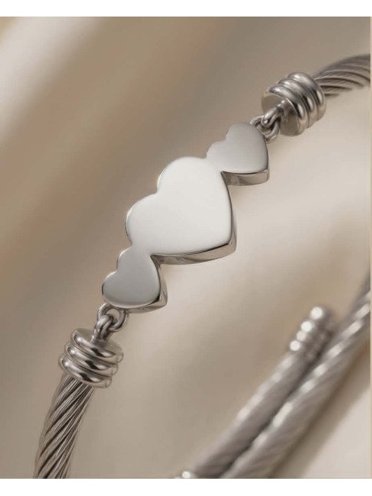 Bracelet Cœur Fil Torsadé Argent