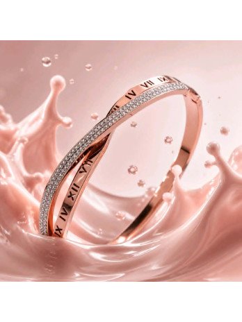 Bracelet Chiffres Romains Croisés  Rose