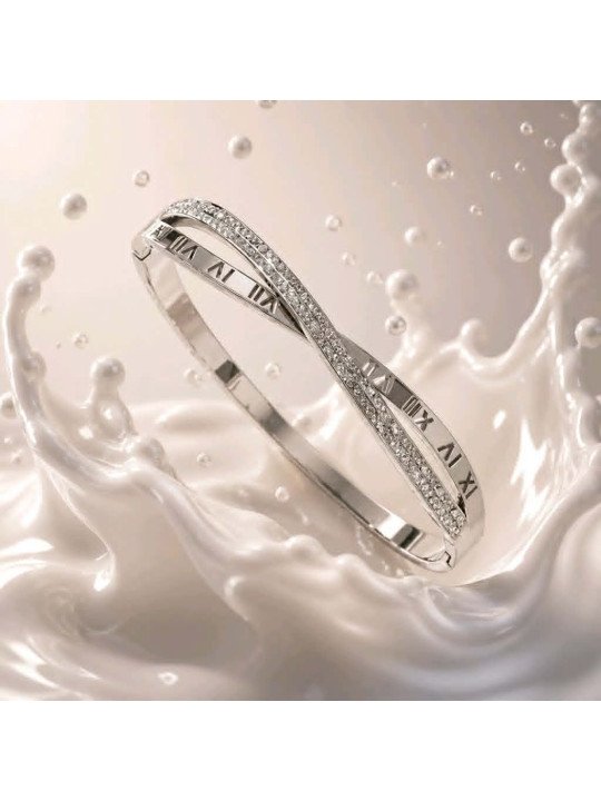 Bracelet Chiffres Romains Croisés Argent