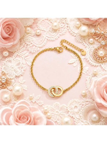 Bracelet Doubles Cercles Entrelacés Or