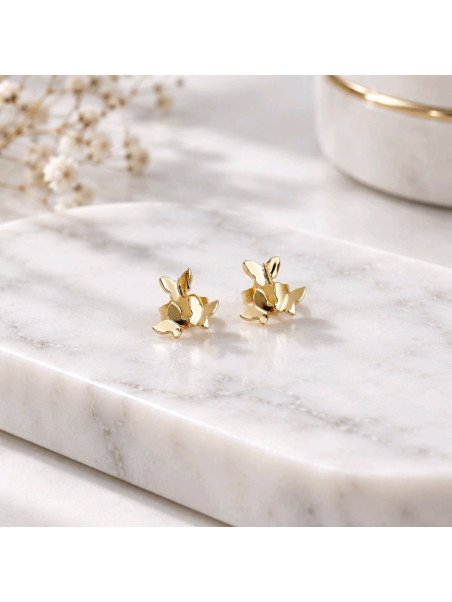 Boucle d'oreille 3 papillon or