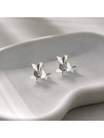 Boucle d'oreille 3 papillon argent