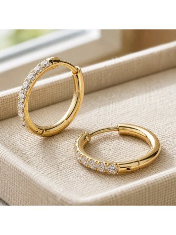 Créole en acier +strass or