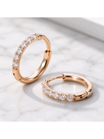 Créole en acier +strass rose
