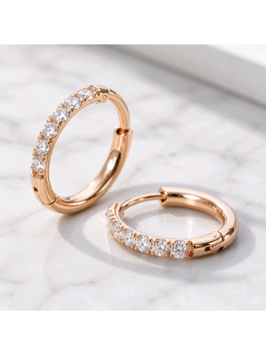 Créole en acier +strass rose