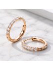 Créole en acier +strass rose