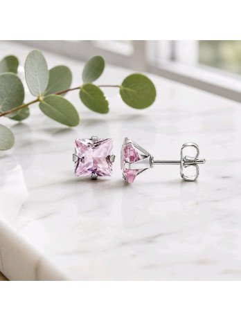 Boucle carré diamant rose