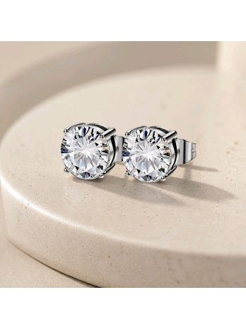 Puce ronde diamant argent 6mm