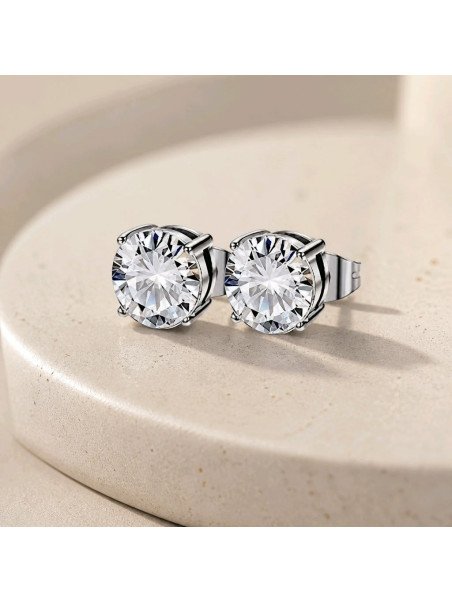 Puce ronde diamant argent 6mm