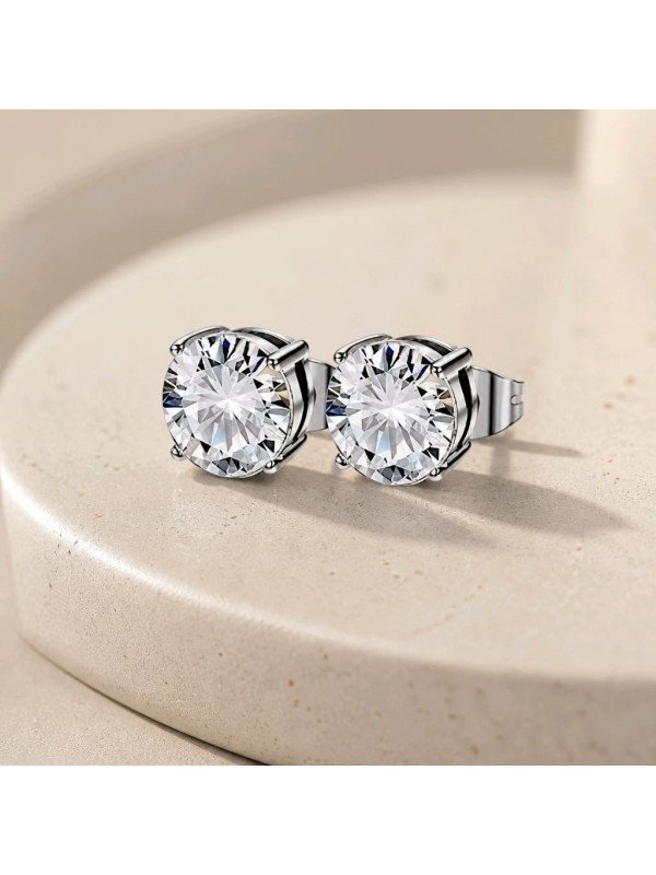 Puce ronde diamant argent 6mm