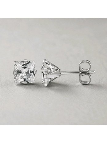 Puce carré argent blanc 6mm