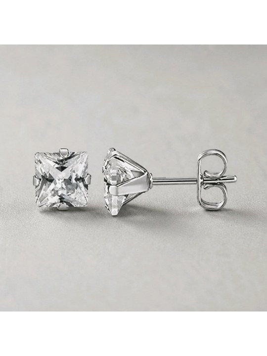 Puce carré argent blanc 6mm