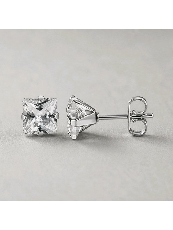 Puce carré argent blanc 6mm